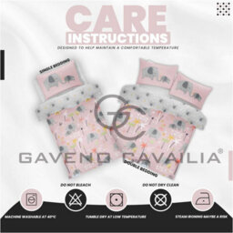 Gc Gaveno Cavailia Kids Printed Elephant Friends Double Pink Duvet Cover With Matching Pillowcases Bedding Set - thumbnail 6