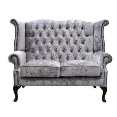Chesterfield Original 2 Seater High Back Sofa Modena Lavender Velvet Fabric In Queen Anne Style - image 1