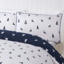 Smart Living Christmas Stag & Trees Reversible Flannelette Cotton Duvet  Pillowcase Pair - thumbnail 2