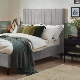 Furniturebox Uk Aster Double Bed Frame In Light Grey Velvet - Wooden Bed Frame - Upholstered Velvet Bed Frame - thumbnail 3