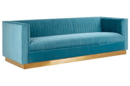 Orsina 3 Seat Light Blue Sofa For Living Room, Modern  Blue Velvet Settee Sofa, Comfortable 3 Seater Couch - thumbnail 1