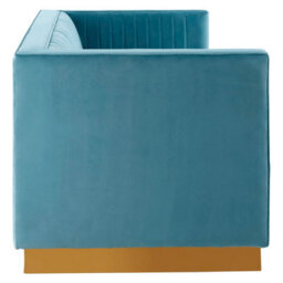 Orsina 3 Seat Light Blue Sofa For Living Room, Modern  Blue Velvet Settee Sofa, Comfortable 3 Seater Couch - thumbnail 4