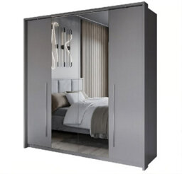 Arte Brema 210Cm Swing Bi-Folding Door Wardrobe In Grey Matte - Style And Practicality Combined - thumbnail 4
