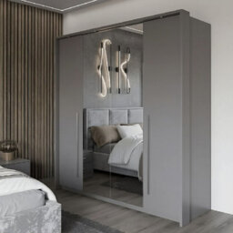 Arte Brema 210Cm Swing Bi-Folding Door Wardrobe In Grey Matte - Style And Practicality Combined - thumbnail 1