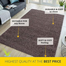 STALWART Modern Shaggy Rug - 5Cm Thick Pile Soft Touch Washable Area Rugs Carpet (Tapue, 60X110Cm) - thumbnail 3