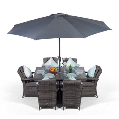 That's Furniture Arizona Rectangular 6 Seater Rattan Patio Dining Set - Grey - image 1