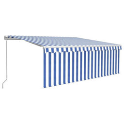 Berkfield Manual Retractable Awning With Blind&led 4X3M Blue&white - thumbnail 2