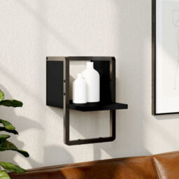 Berkfield Wall Shelf With Bar Black 20X25X30 Cm - thumbnail 1