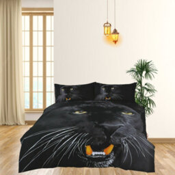 TheWhiteWater Limited Rare Angry Wild Black Panther Bed Set- 3D Animal Printed Single Beddings Duvet Cover + One Matching Pillowcase - thumbnail 5