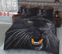 TheWhiteWater Limited Rare Angry Wild Black Panther Bed Set- 3D Animal Printed Single Beddings Duvet Cover + One Matching Pillowcase - thumbnail 2