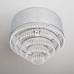 K Living Emily Easy Fit Chrome Cutout Pendant Shade With Acrylic Clear Beaded Tiered Chandelier - thumbnail 4