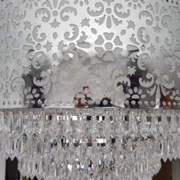 K Living Emily Easy Fit Chrome Cutout Pendant Shade With Acrylic Clear Beaded Tiered Chandelier - thumbnail 5