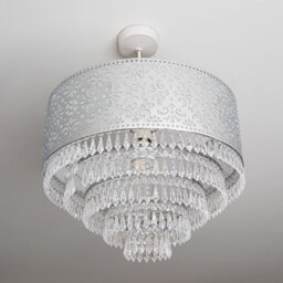 K Living Emily Easy Fit Chrome Cutout Pendant Shade With Acrylic Clear Beaded Tiered Chandelier - thumbnail 6
