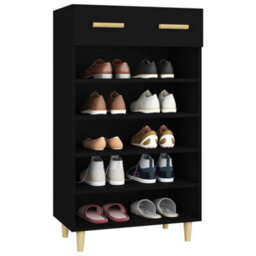Berkfield Sturdy Shoe Cabinet Black 60X35X105 Cm Engineered Wood - thumbnail 4