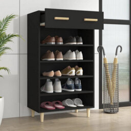 Berkfield Sturdy Shoe Cabinet Black 60X35X105 Cm Engineered Wood - thumbnail 3