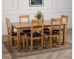 That's Furniture Oslo 180 X 90 Cm Large Oak Dining Table And 6 Chairs Dining Set With Lincoln Chairs - thumbnail 3
