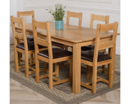 That's Furniture Oslo 180 X 90 Cm Large Oak Dining Table And 6 Chairs Dining Set With Lincoln Chairs - thumbnail 1
