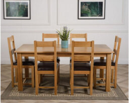 That's Furniture Oslo 180 X 90 Cm Large Oak Dining Table And 6 Chairs Dining Set With Lincoln Chairs - thumbnail 2