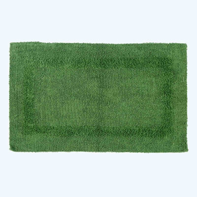 Homescapes Luxury Reversible Cotton Bath Mat - Fern Green - image 1