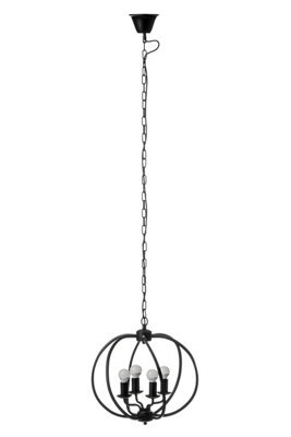 Orsina Matt Black Iron Pendant Light, Industrial Sphere Ceiling Light With 4 Bulb Holders, Assembled Hanging Fixture - image 1