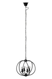 Orsina Matt Black Iron Pendant Light, Industrial Sphere Ceiling Light With 4 Bulb Holders, Assembled Hanging Fixture - thumbnail 1