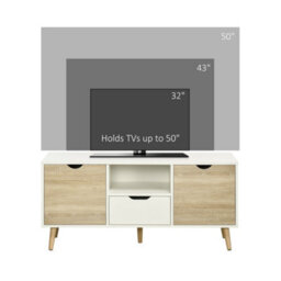 Wyld Haus Reneba 110Cm Wooden Tv Console Natural And White, Storage Drawers And Cupboards, Fits Up To 50 Inch Tvs - thumbnail 6