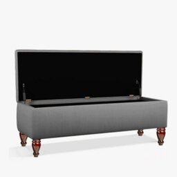 Lisbon Plain 137Cm Ottoman Storage Bench - Plush Velvet Shoe Bench - Grey Upholstery Footstool With Storage - thumbnail 2