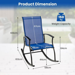 Gainoom 2 Pieces Outdoor Rocking Chairs Navy Patio Cozy Rockers W/ Breathable Backrest - thumbnail 2