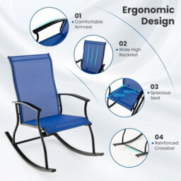 Gainoom 2 Pieces Outdoor Rocking Chairs Navy Patio Cozy Rockers W/ Breathable Backrest - thumbnail 7