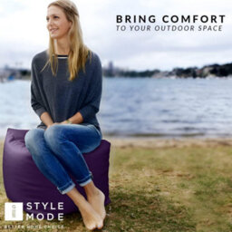 istyle mode Dark Grey Outdoor Bean Bag Footstool Pouffe Water-Resistant 40X40Cm - thumbnail 7