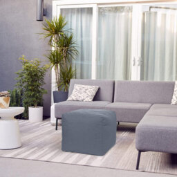 istyle mode Dark Grey Outdoor Bean Bag Footstool Pouffe Water-Resistant 40X40Cm - thumbnail 2