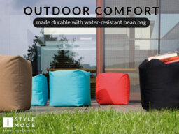 istyle mode Dark Grey Outdoor Bean Bag Footstool Pouffe Water-Resistant 40X40Cm - thumbnail 8