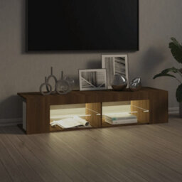 Walplus Tv Cabinet With Led Lights Brown Oak 135X39X30 Cm - thumbnail 7