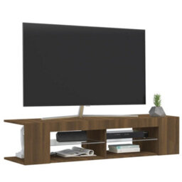 Walplus Tv Cabinet With Led Lights Brown Oak 135X39X30 Cm - thumbnail 6