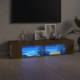Walplus Tv Cabinet With Led Lights Brown Oak 135X39X30 Cm - thumbnail 1
