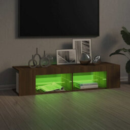 Walplus Tv Cabinet With Led Lights Brown Oak 135X39X30 Cm - thumbnail 9