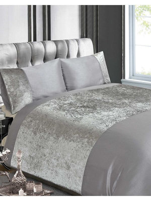 Crushed Velvet Silver King Duvet Cover Set - image 1