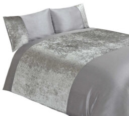 Crushed Velvet Silver King Duvet Cover Set - thumbnail 2