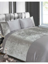 Crushed Velvet Silver King Duvet Cover Set - thumbnail 1