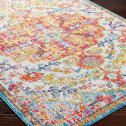 Livabliss Harput-Vintage Blue Orange Yellow Grey Traditional Boho Living Dining Bedroom Rug 120 X 170 Cm Easy Care, Non Shedding - thumbnail 6