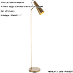 Loops Standing Floor & Table Lamp Set -Industrial Warm Antique Brass Task Light - thumbnail 3