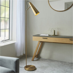 Loops Standing Floor & Table Lamp Set -Industrial Warm Antique Brass Task Light - thumbnail 4