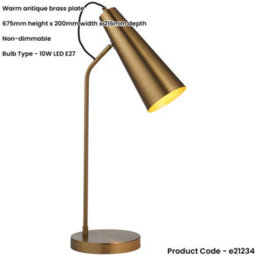 Loops Standing Floor & Table Lamp Set -Industrial Warm Antique Brass Task Light - thumbnail 7