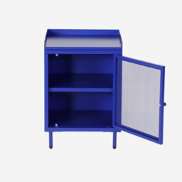 Sweeek - Set Of 2 Industrial Blue Metal Bedside Tables With 1 Mesh Door 40 X 37 X 585 Cm - Ohio - thumbnail 4