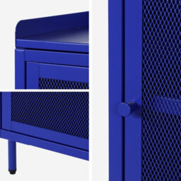 Sweeek - Set Of 2 Industrial Blue Metal Bedside Tables With 1 Mesh Door 40 X 37 X 585 Cm - Ohio - thumbnail 5