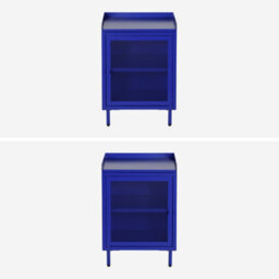 Sweeek - Set Of 2 Industrial Blue Metal Bedside Tables With 1 Mesh Door 40 X 37 X 585 Cm - Ohio - thumbnail 3