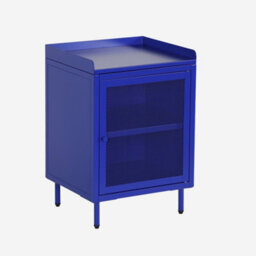 Sweeek - Set Of 2 Industrial Blue Metal Bedside Tables With 1 Mesh Door 40 X 37 X 585 Cm - Ohio - thumbnail 2