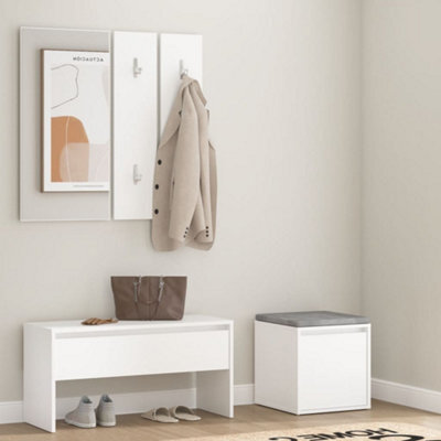 Walplus Hallway Furniture Set White Engineered Wood - image 1