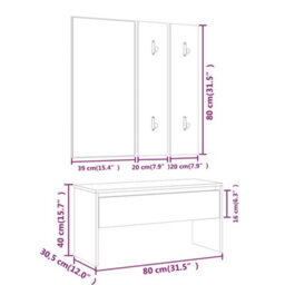 Walplus Hallway Furniture Set White Engineered Wood - thumbnail 8