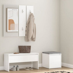 Walplus Hallway Furniture Set White Engineered Wood